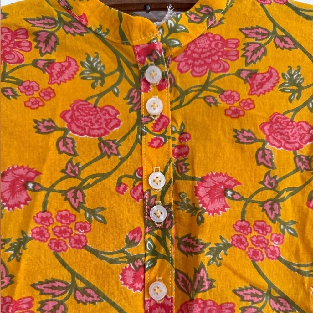 Milk Street Studio Floral Indian Cotton Babydoll Top Made In USA Size XS - Picture 5 of 10